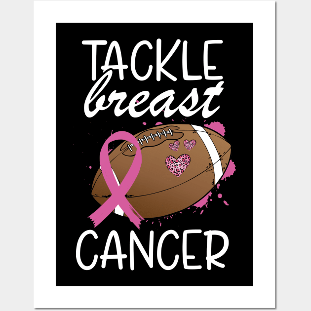 Tackle Cancer Breast Cancer Awareness Ribbon Football Wall Art by chidadesign